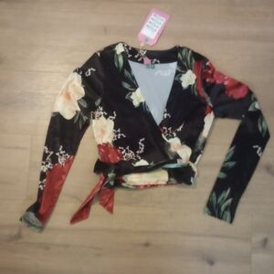 NWT Farm Rio Velvet Wrap Top Size S